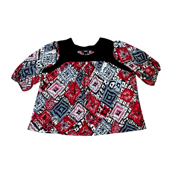 Liz & Me Collection Geometric Plus Size Top - Red, Black, Grey, and White - Picture 1 of 5